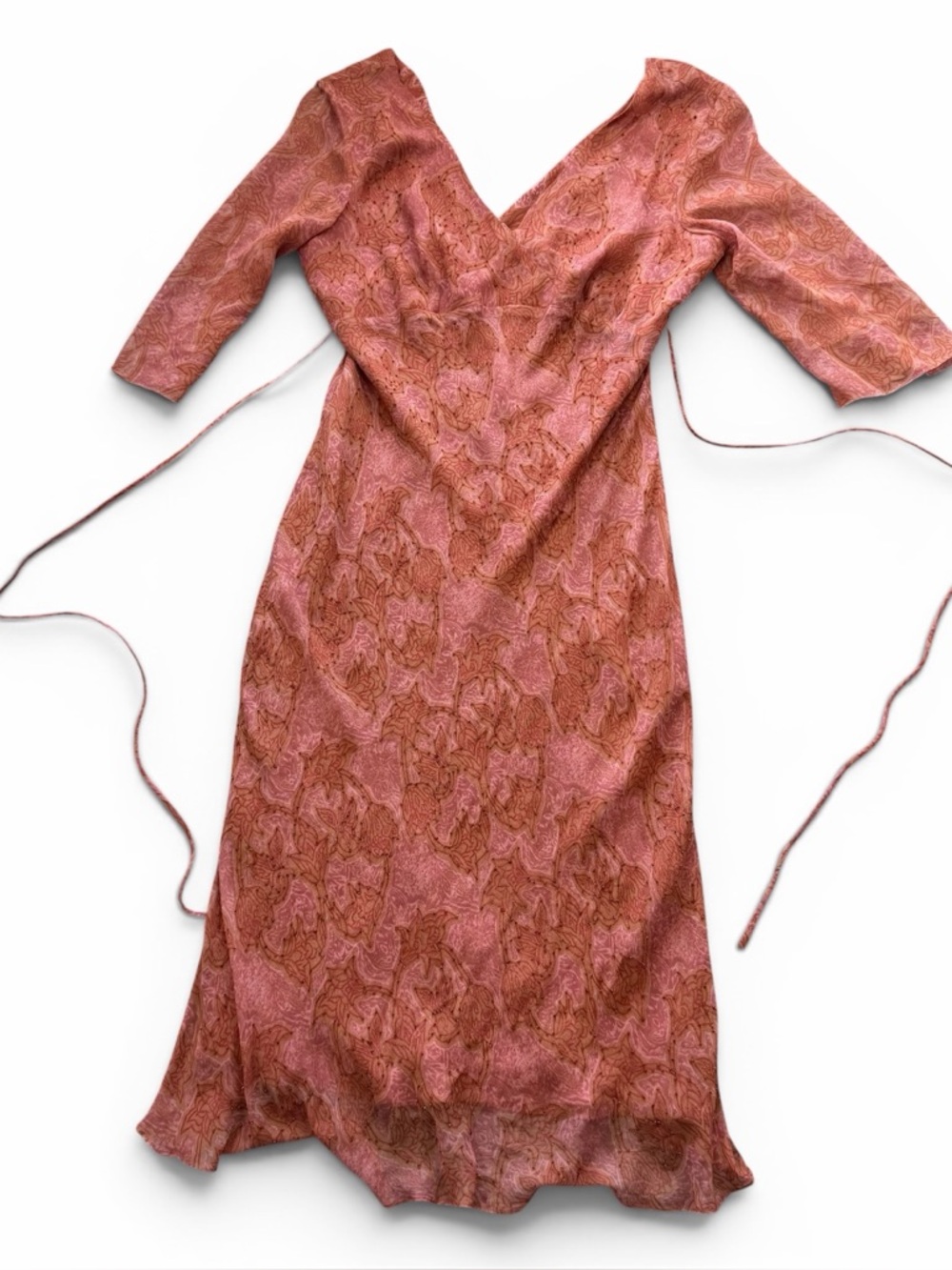 Vintage 1990s ICE 100% Silk Midi Dress with Paisly Pattern Size 10